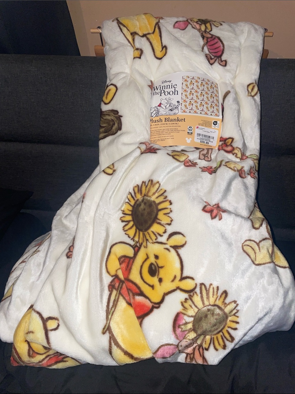 Plush Blanket - White & Yellow